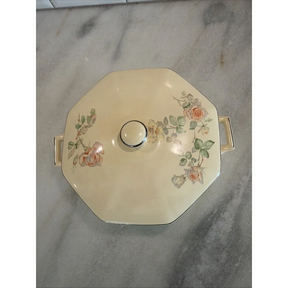 Vintage Homer Laughlin Casserole WV USA HLC Circa 1930's Antique Rose RARE ES009